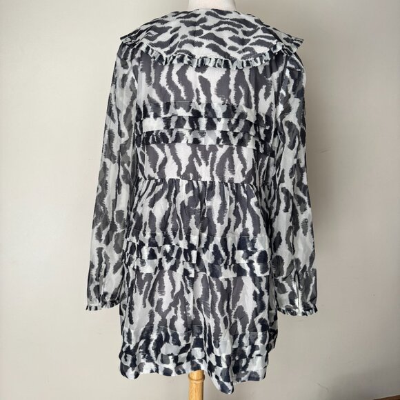 NWT Maeve Long-Sleeve Peter Pan Collared Sheer Mini Ruffled Dress - Picture 7 of 16